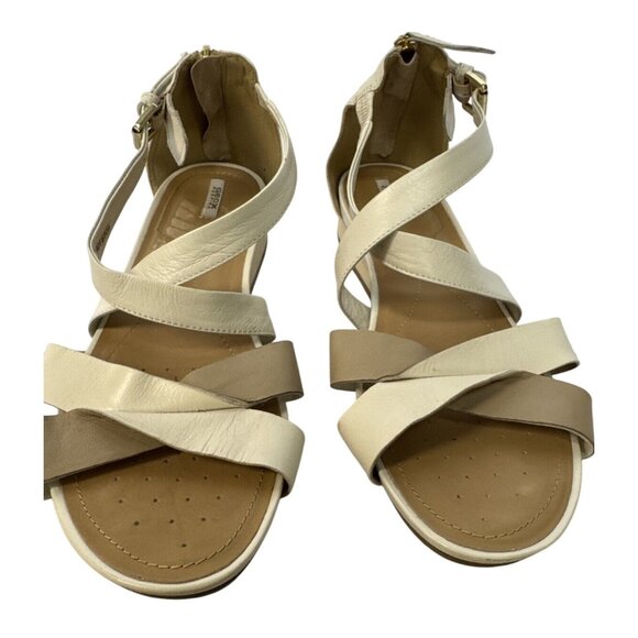 Geox Respira L Womens Beige & Taupe Leather Strappy Sandals Size 11 - Picture 5 of 8